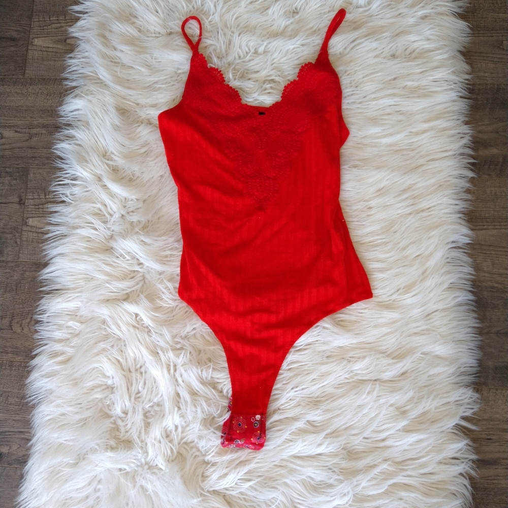 EUC Red High Cut Hips Bodysuit
